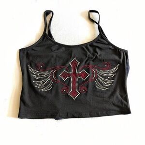 Black Grunge Cross Tank Top